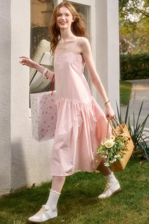 Baby Pink Cotton Dress Set-Up