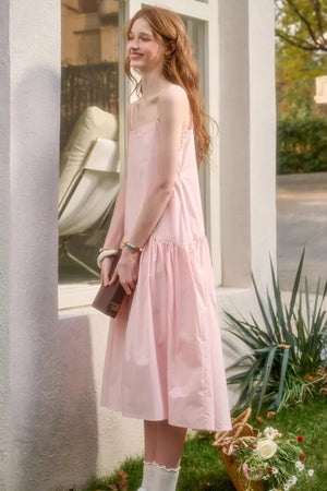Baby Pink Cotton Dress Set-Up