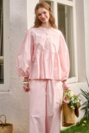 Baby Pink Cotton Dress Set-Up