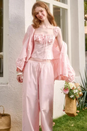 Baby Pink Cotton Dress Set-Up