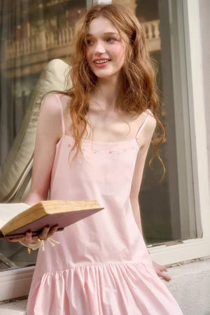 Baby Pink Cotton Dress Set-Up