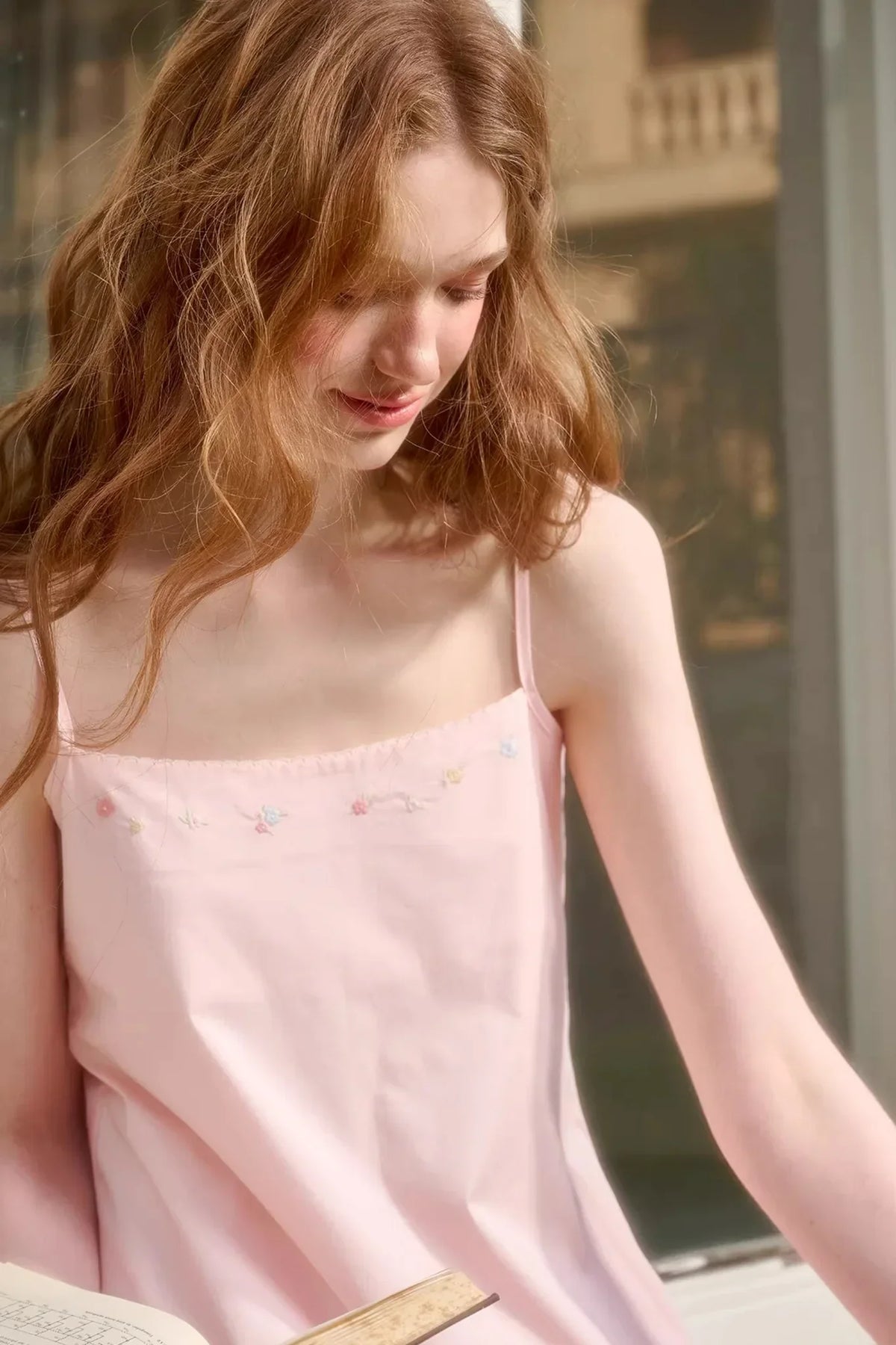 Baby Pink Cotton Dress Set-Up