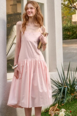 Baby Pink Cotton Dress Set-Up