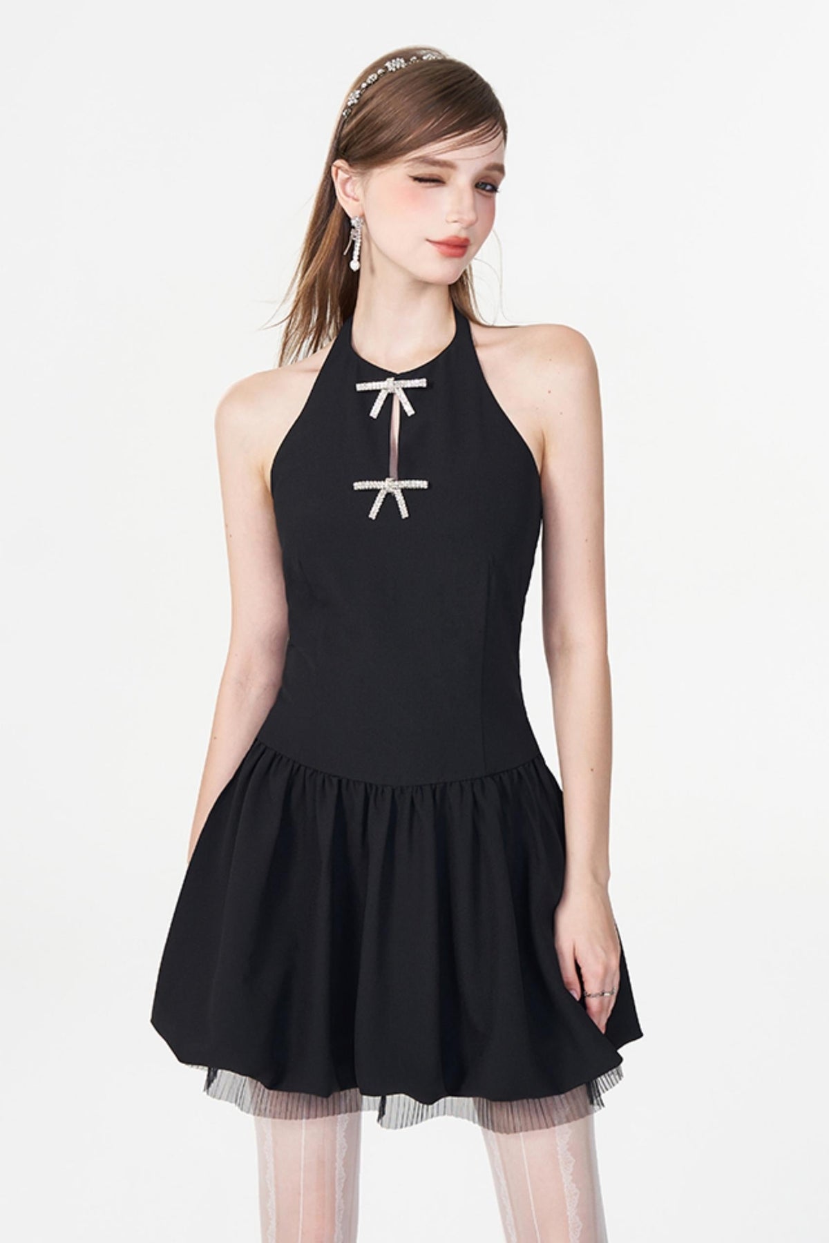 Backless Black Kilt Dress