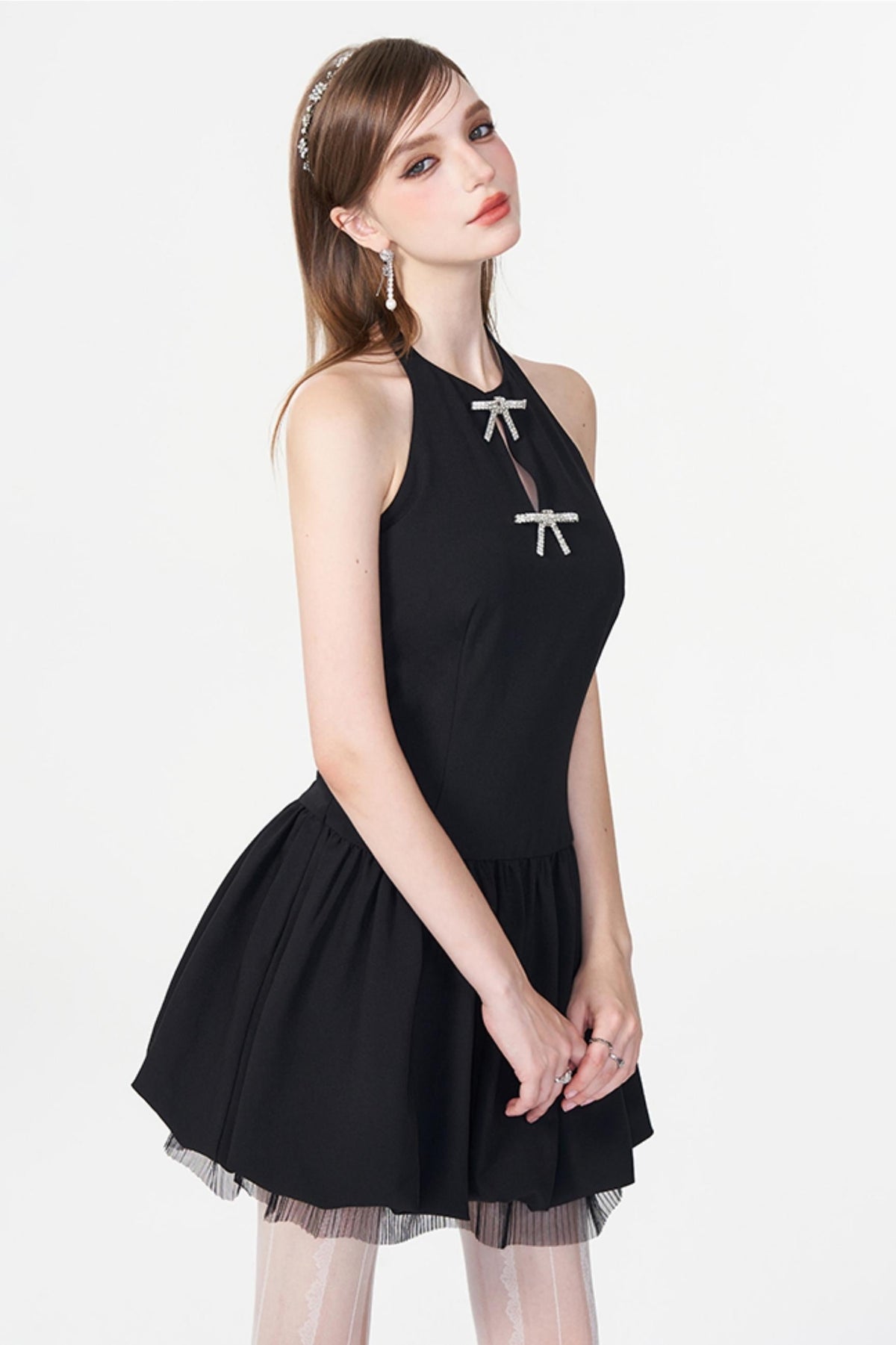 Backless Black Kilt Dress