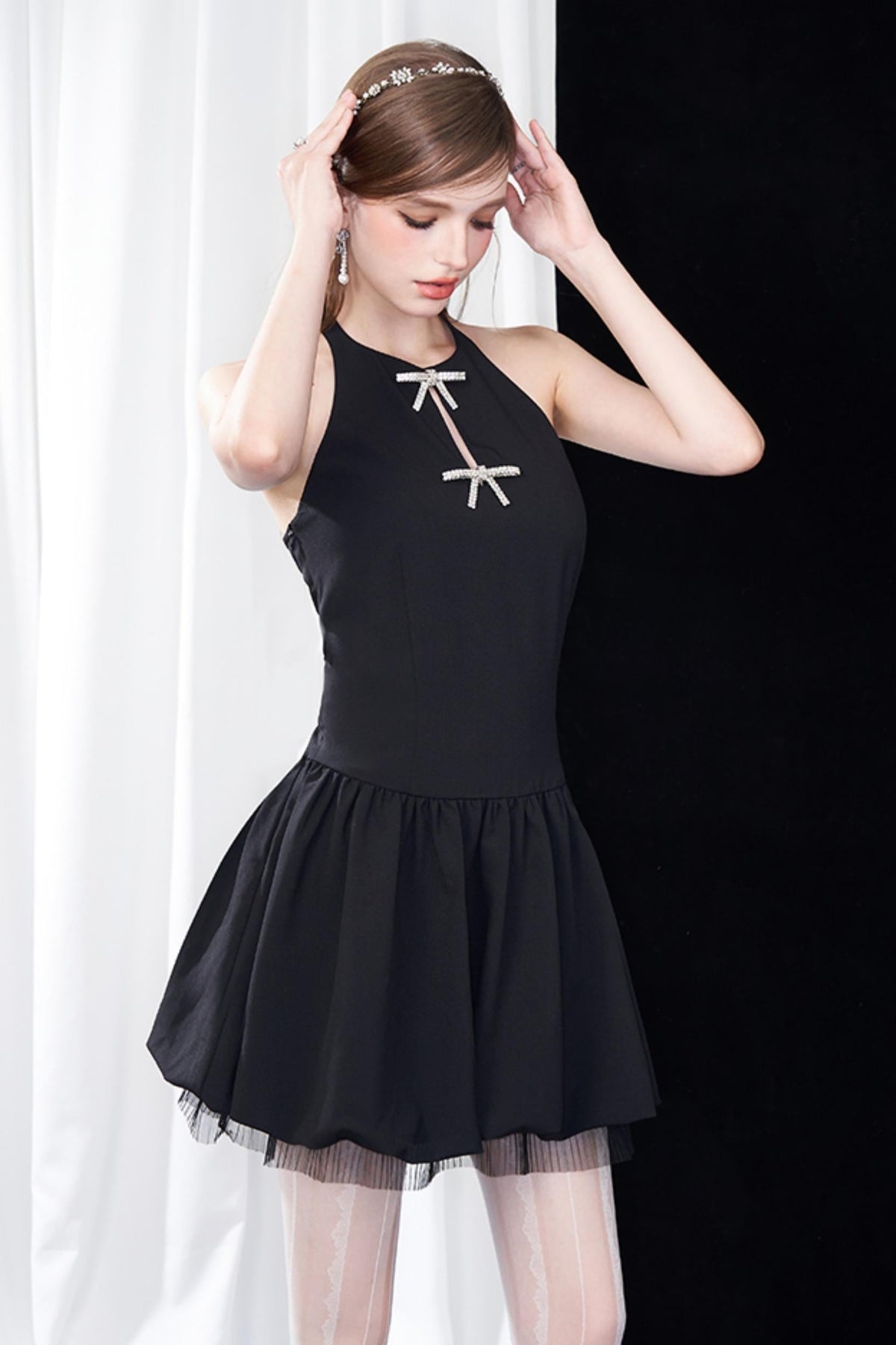 Backless Black Kilt Dress