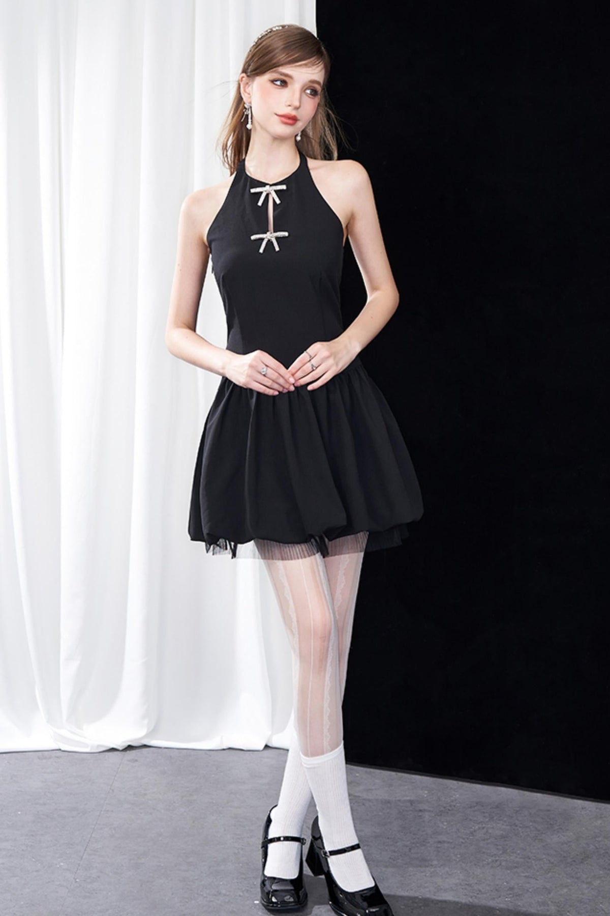 Backless Black Kilt Dress