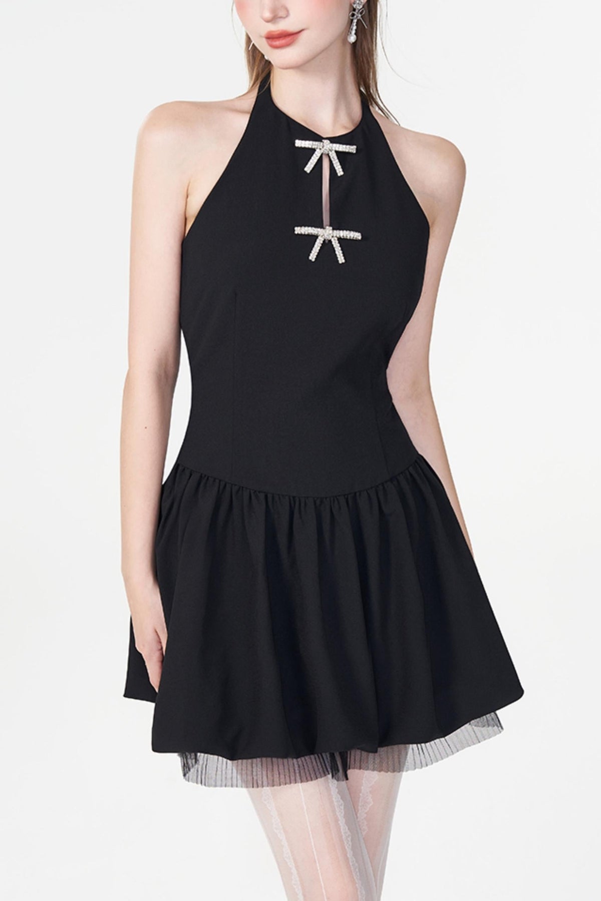Backless Black Kilt Dress