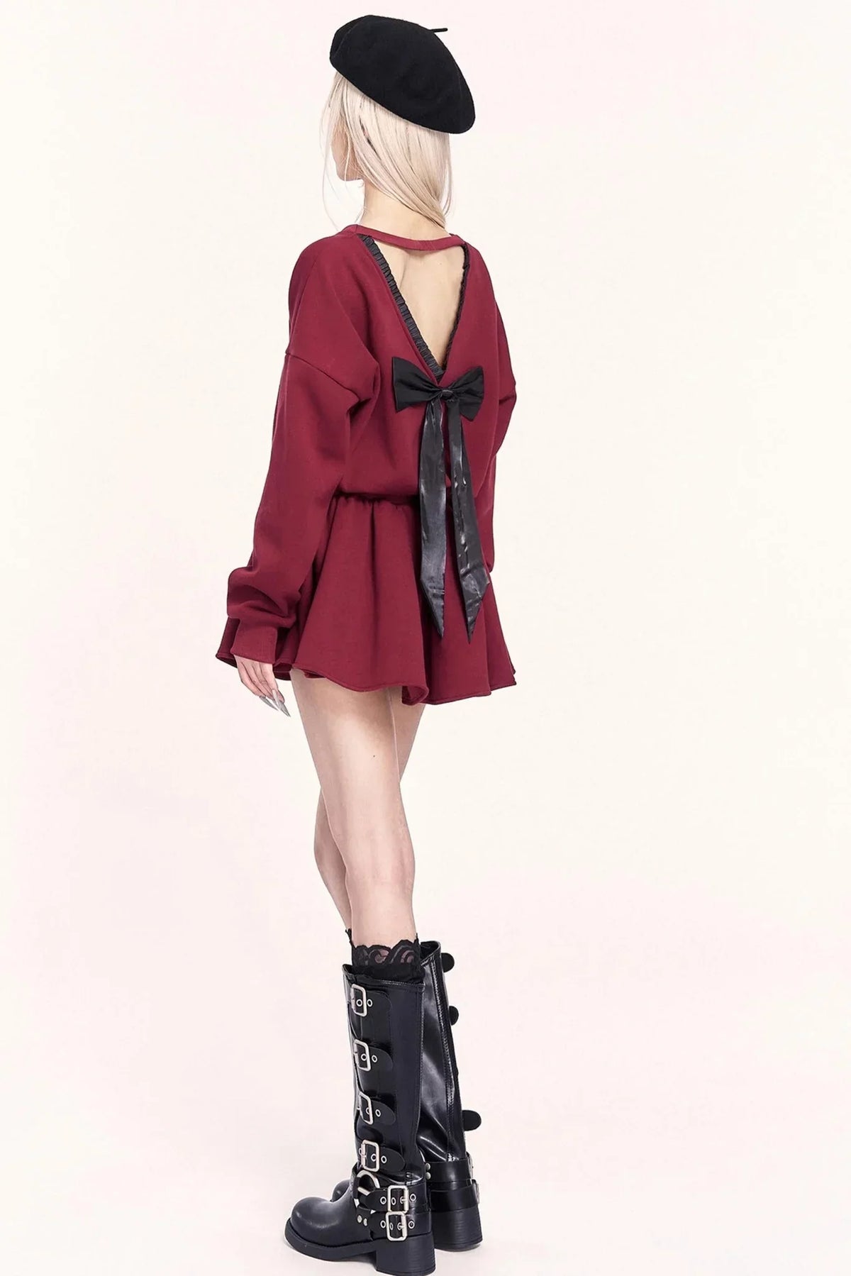 Backless Fleece Sweatshirt Dress
