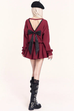 Backless Fleece Sweatshirt Dress