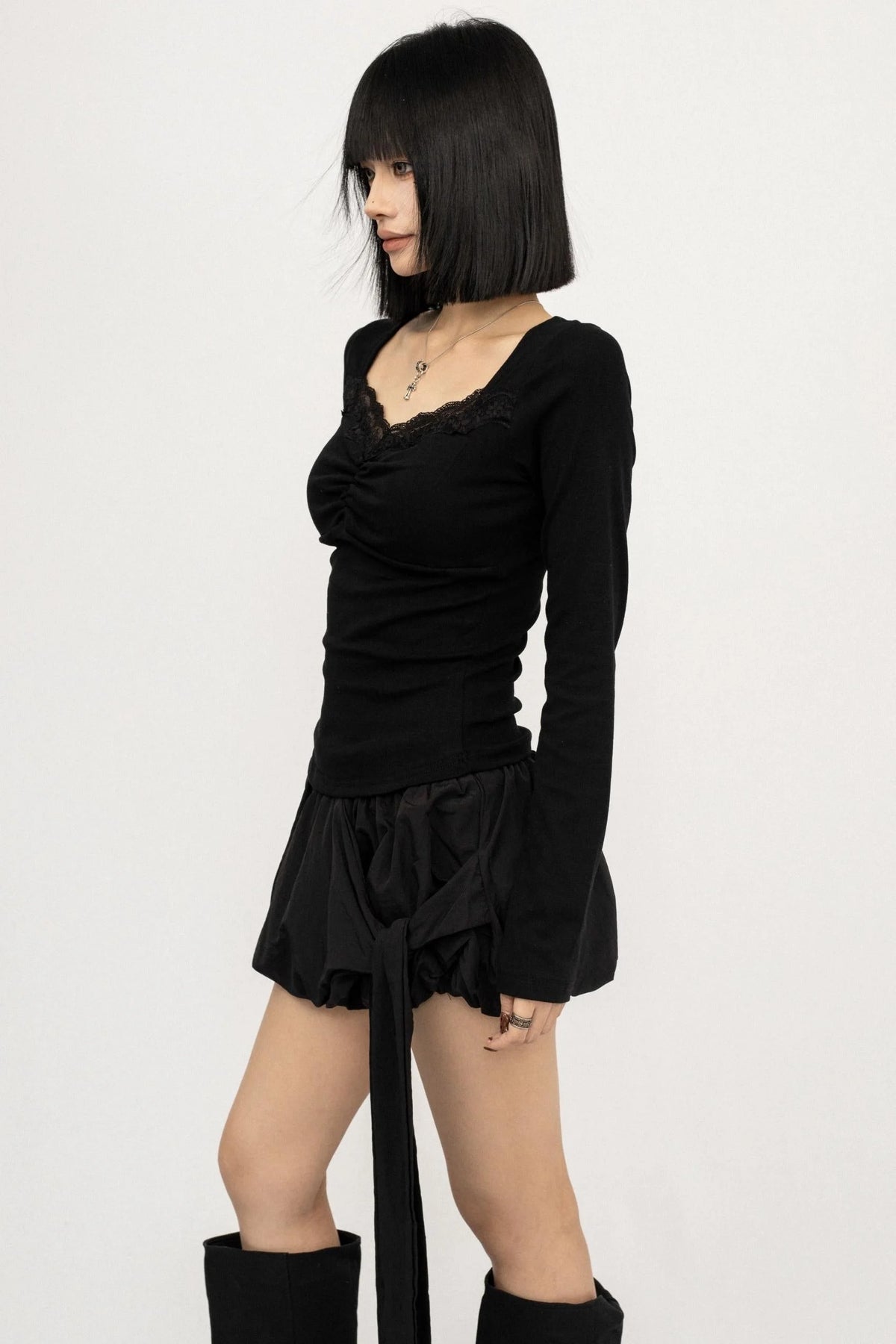Backless Strappy Long Sleeve Top