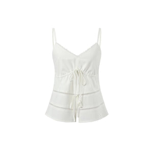 Bamboo Texture Suspender Pants Set-Up
