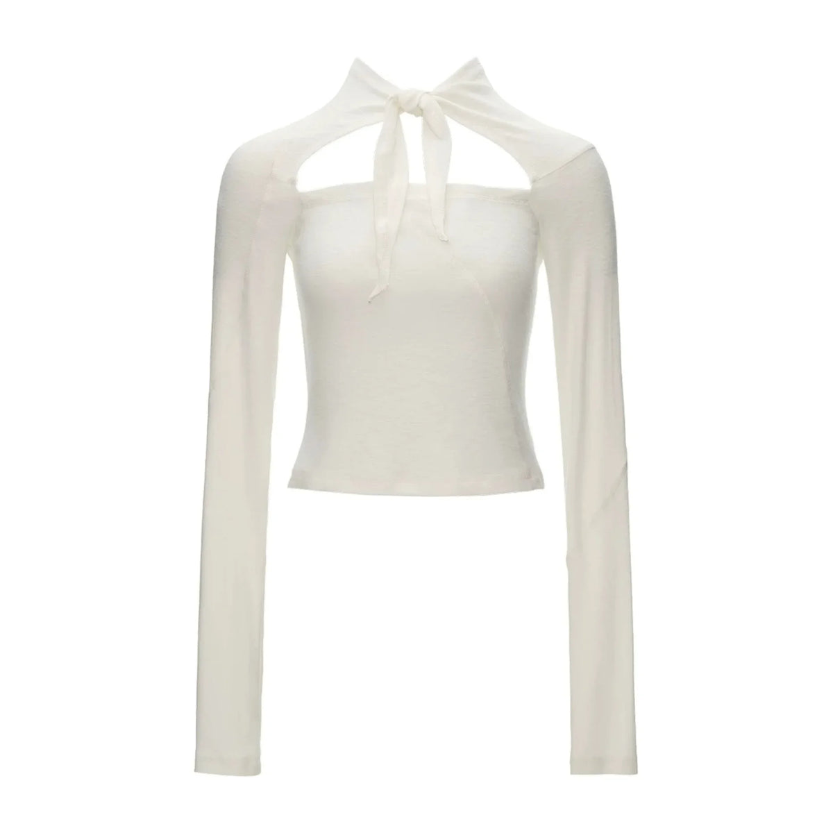 Bamboo Velvet Hollow Out Tie Long Sleeve Top