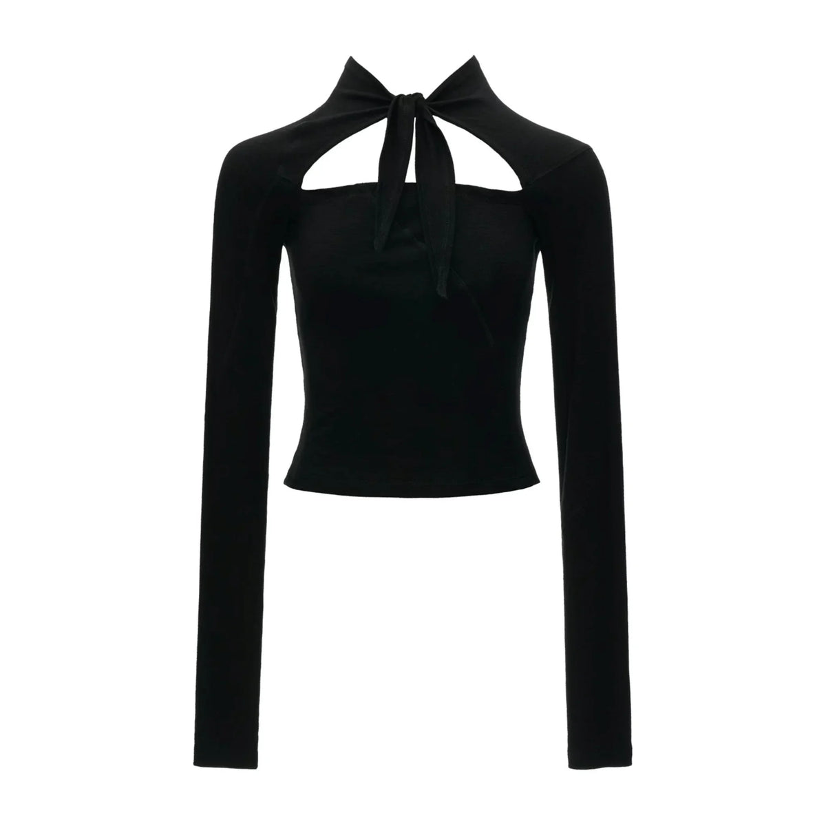 Bamboo Velvet Hollow Out Tie Long Sleeve Top
