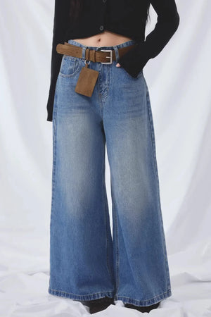 Basic Blue Wide-Leg Jeans