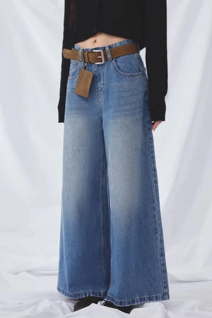 Basic Blue Wide-Leg Jeans