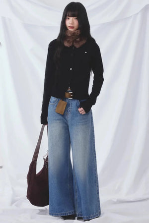 Basic Blue Wide-Leg Jeans