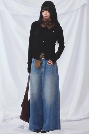 Basic Blue Wide-Leg Jeans