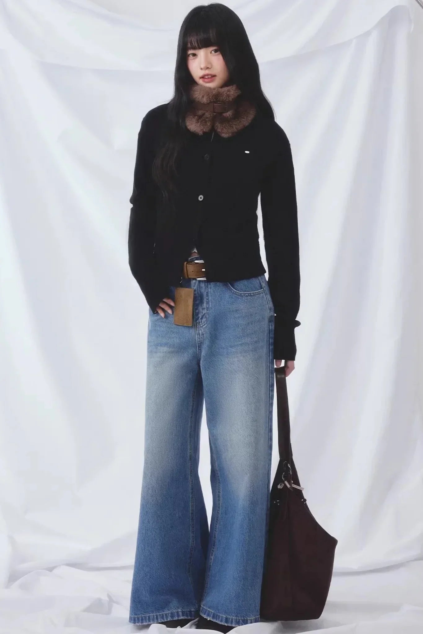 Basic Blue Wide-Leg Jeans