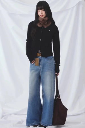 Basic Blue Wide-Leg Jeans