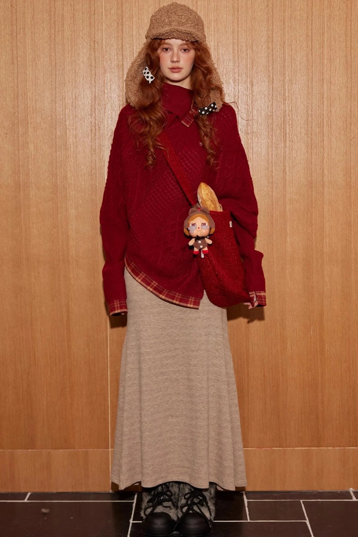 Bat Sleeve Knit With long Skirt Set-Up