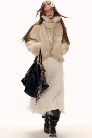 Batwing Sleeve Wool Coat