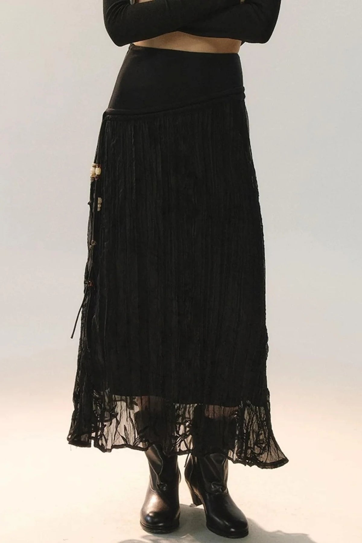Beaded Asymmetric Skirt