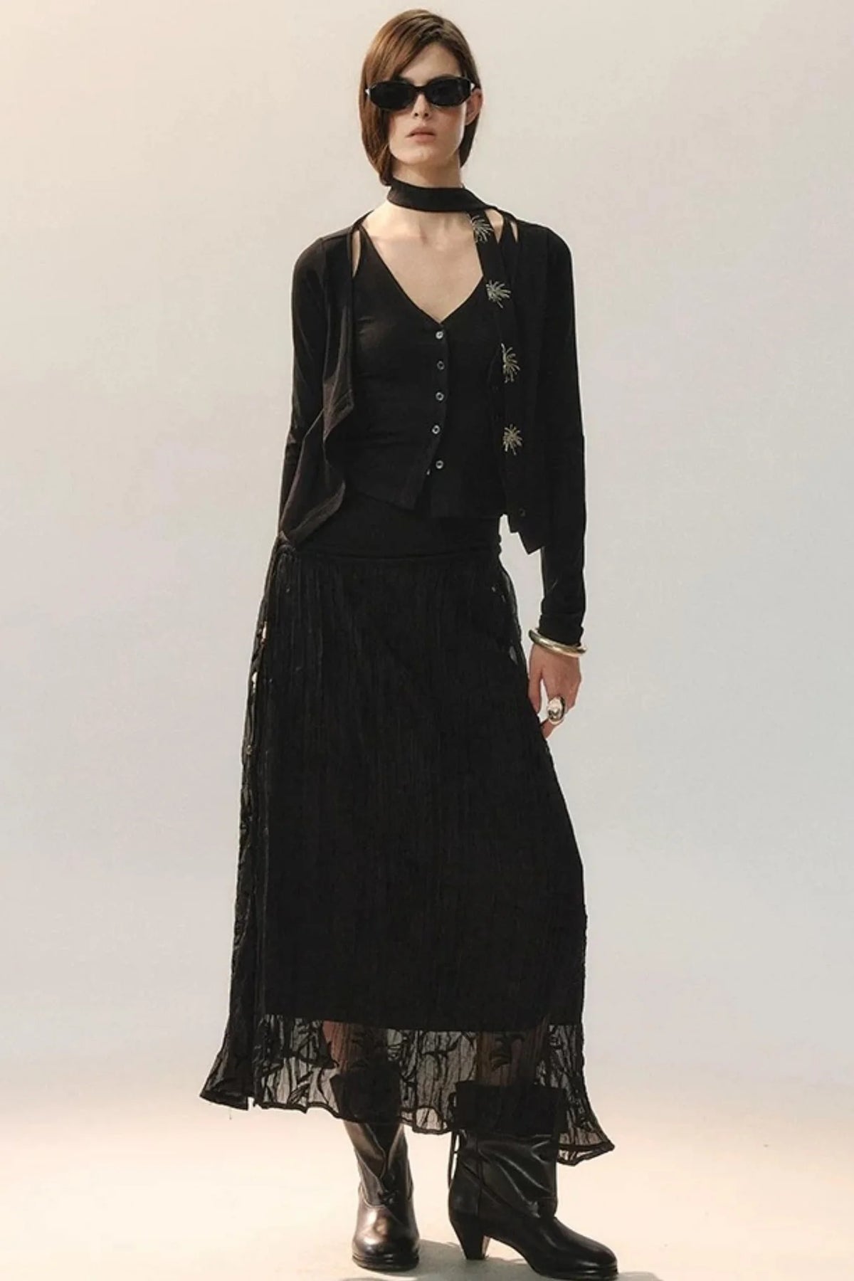 Beaded Asymmetric Skirt