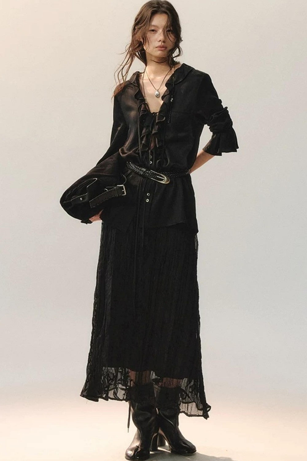 Beaded Asymmetric Skirt