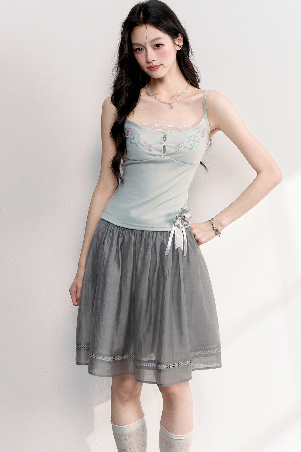 Beaded Embroidery Lace Camisole Top