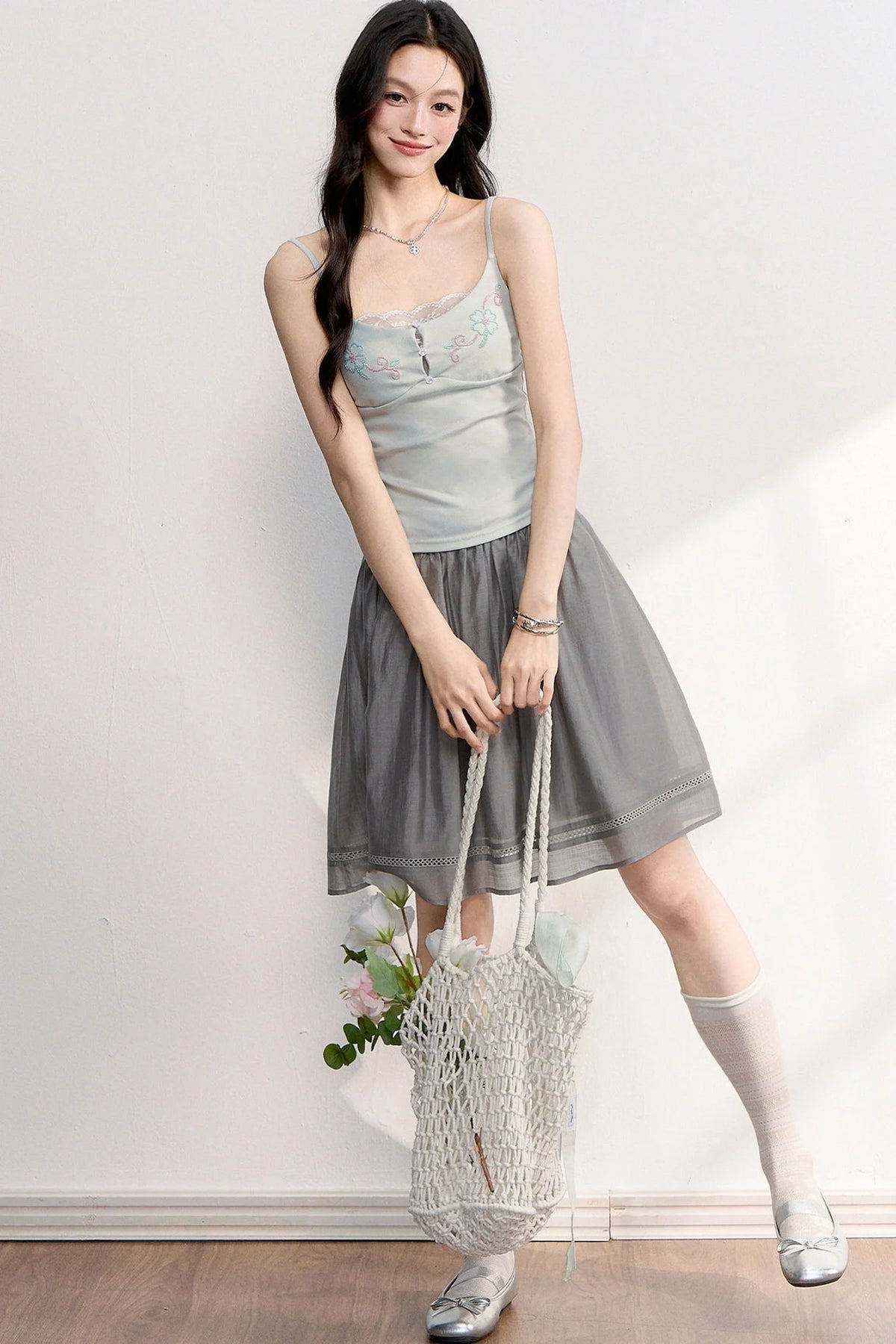 Beaded Embroidery Lace Camisole Top