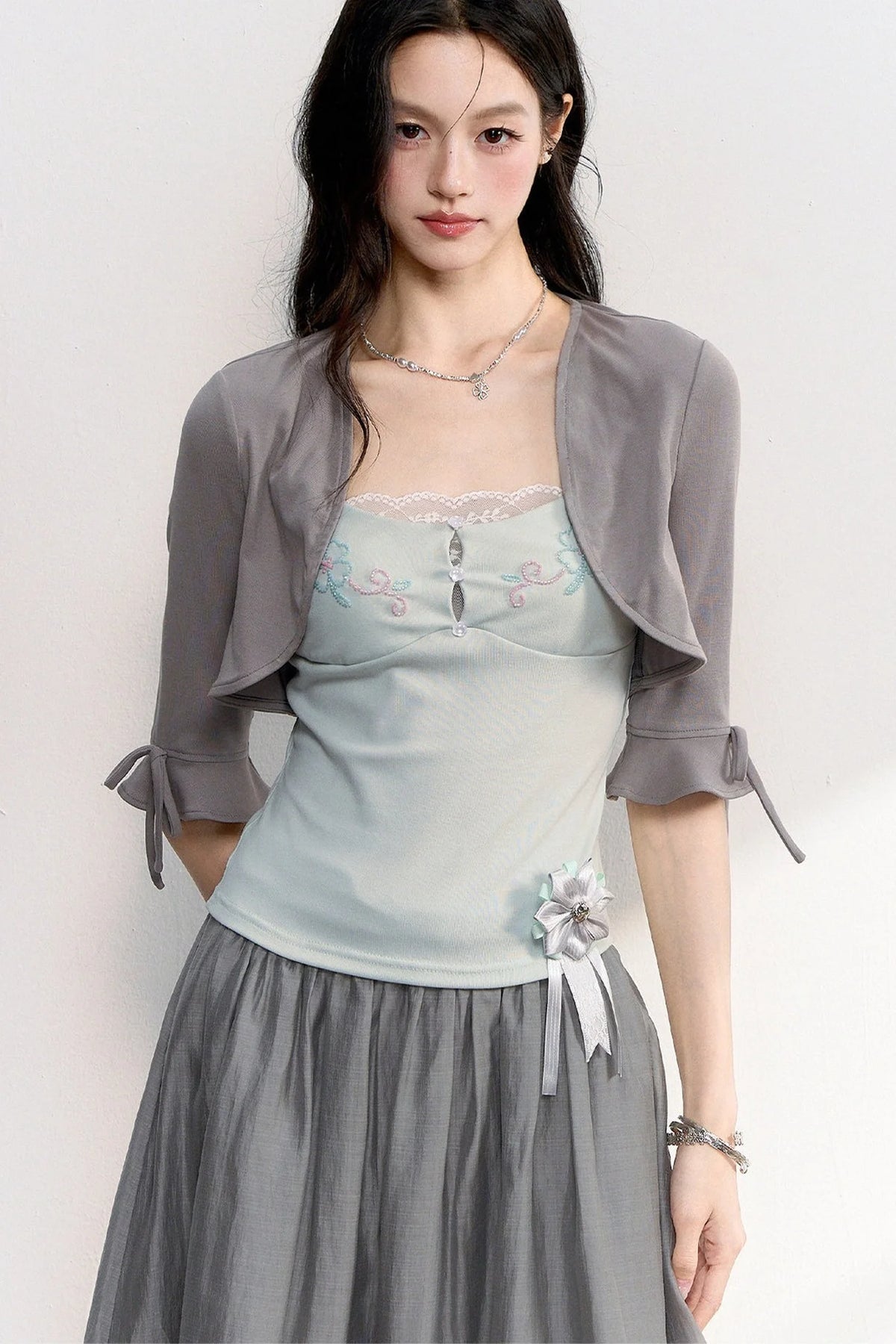 Beaded Embroidery Lace Camisole Top