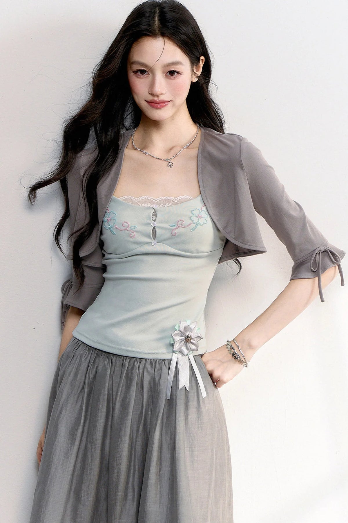Beaded Embroidery Lace Camisole Top