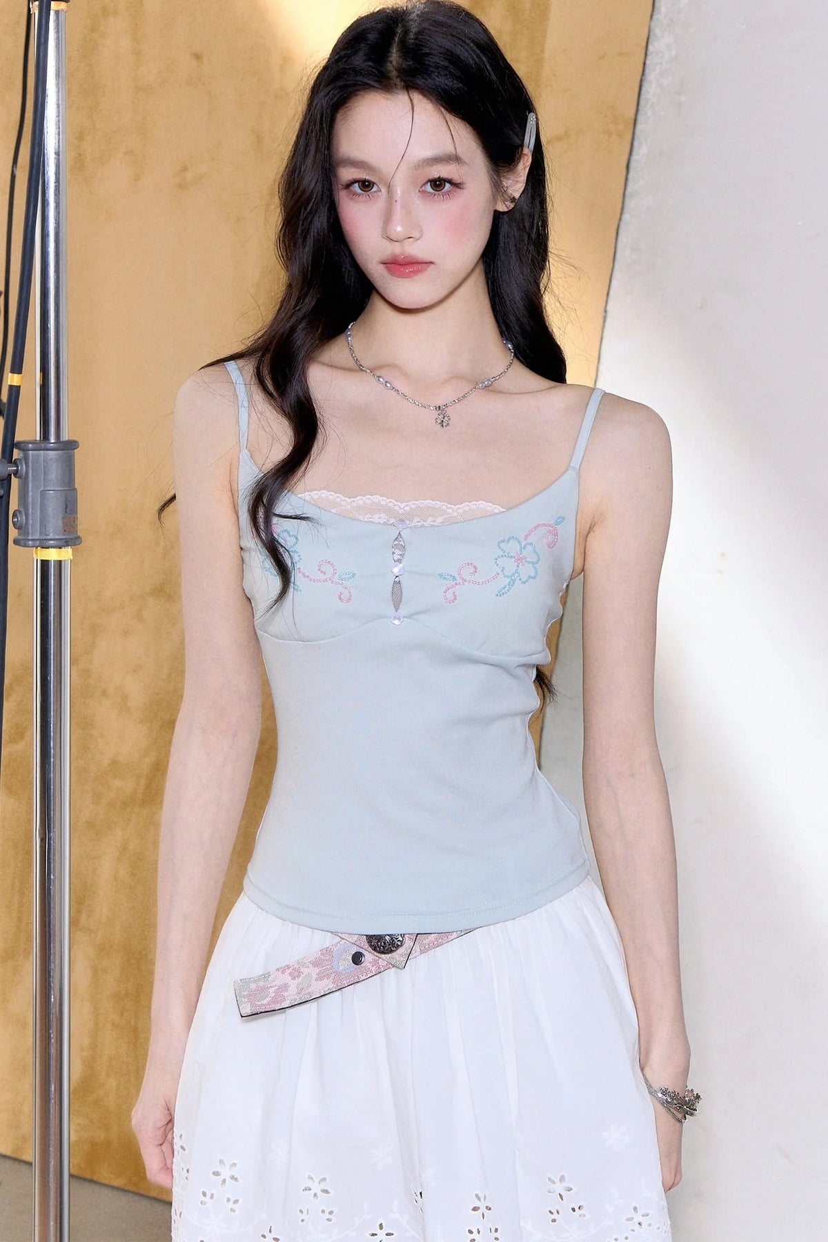 Beaded Embroidery Lace Camisole Top