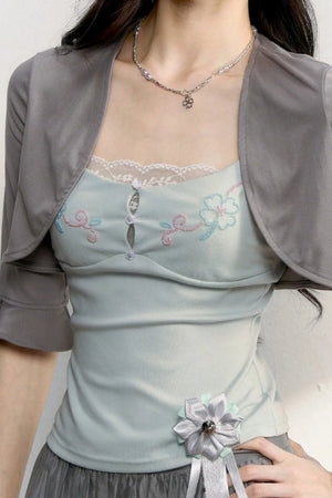 Beaded Embroidery Lace Camisole Top