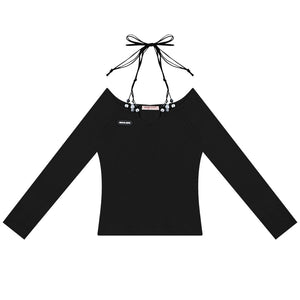 Beaded Halterneck Knit Top