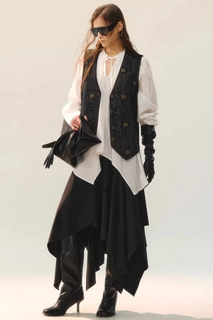 Beaded Retro V-Neck Vest Set-Up