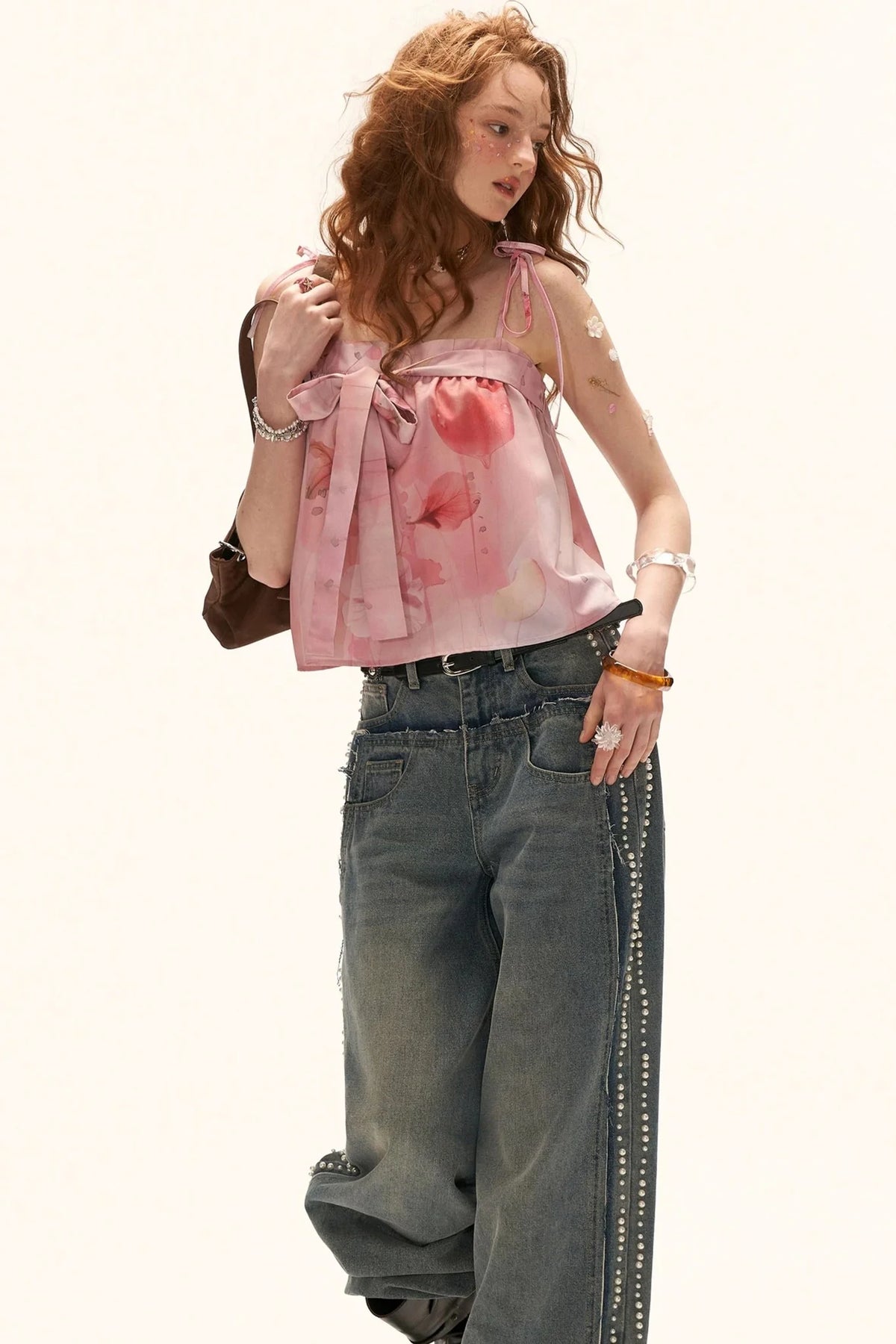 Beaded Retro Washed Jeans
