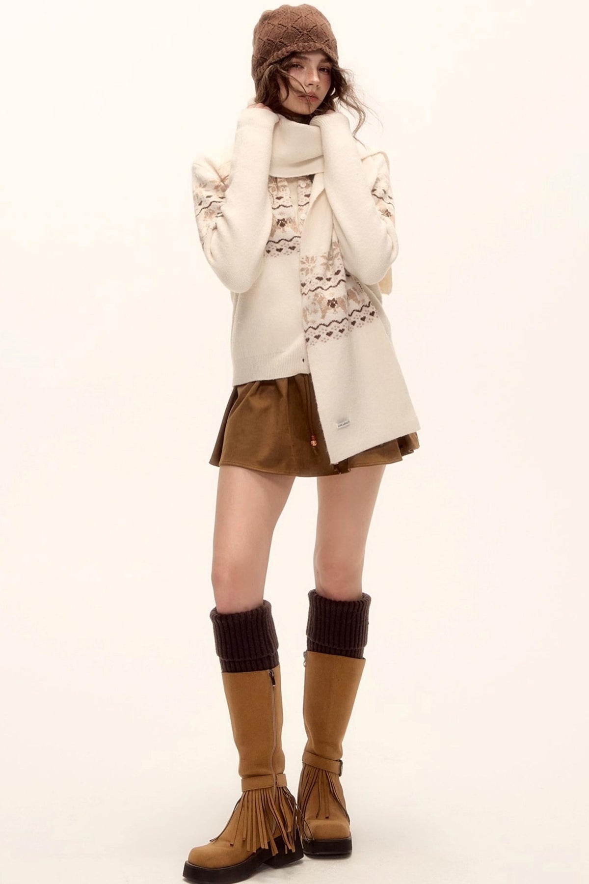 Beaded Suede Puffy Skirt