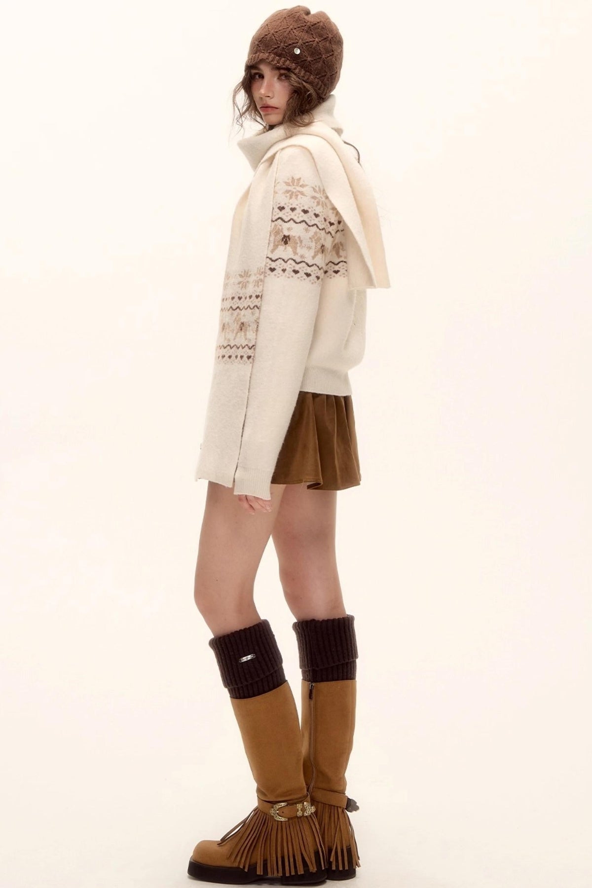 Beaded Suede Puffy Skirt