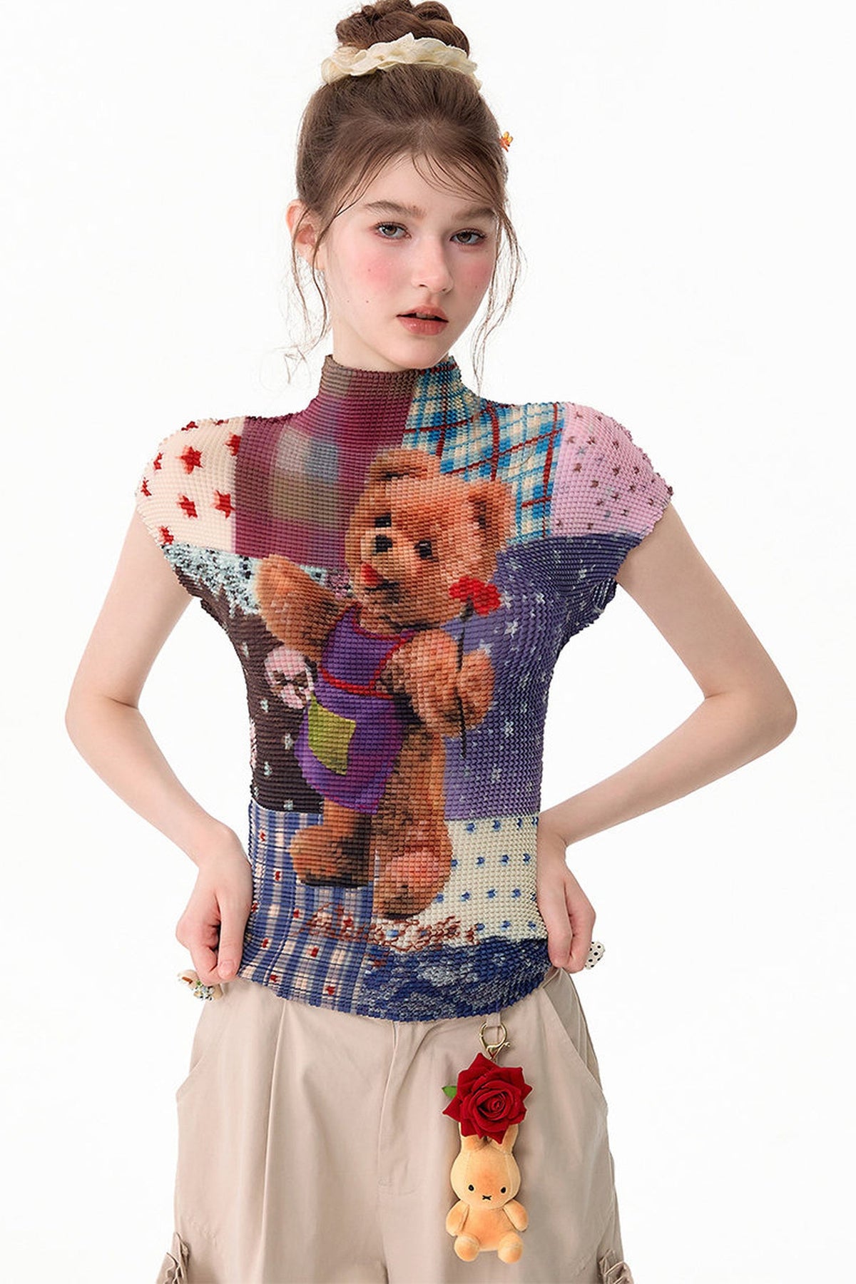 Bear Patchwork Knit Top