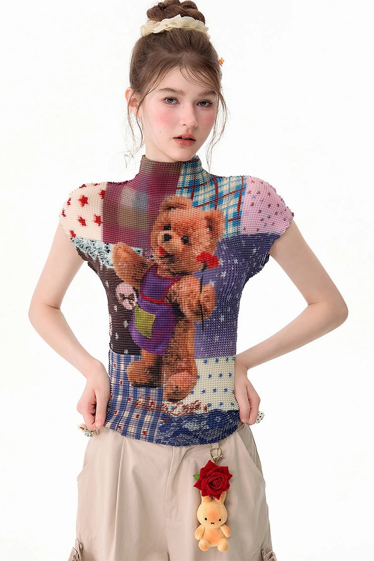 Bear Patchwork Knit Top