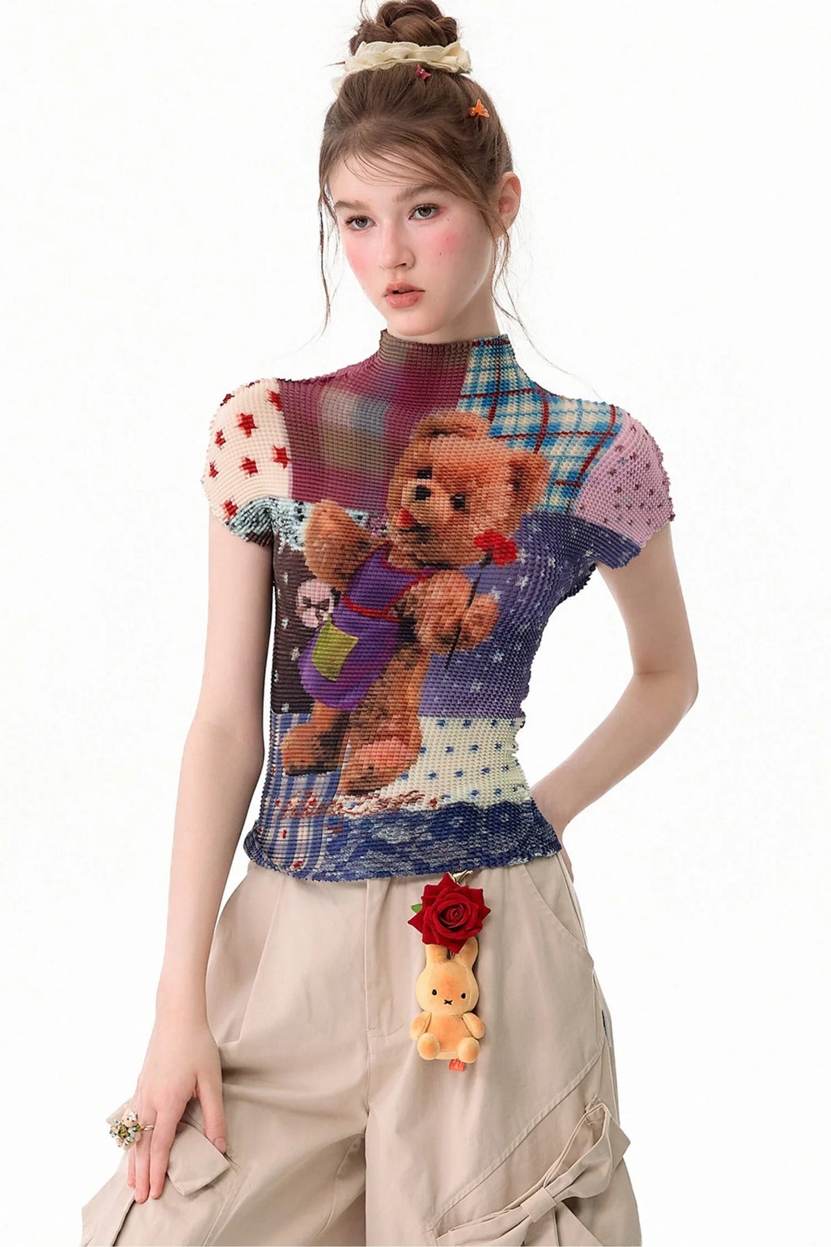 Bear Patchwork Knit Top