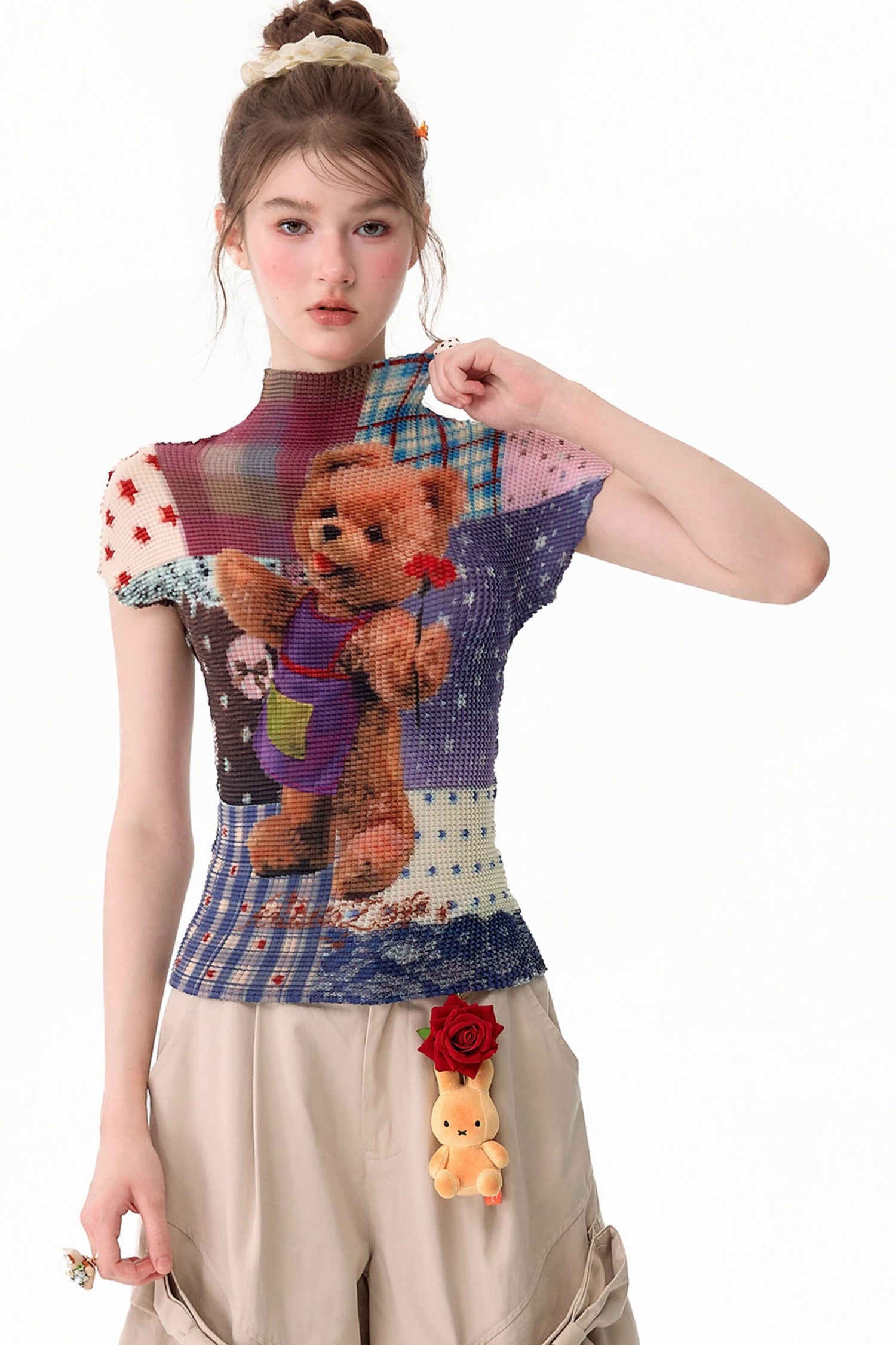 Bear Patchwork Knit Top