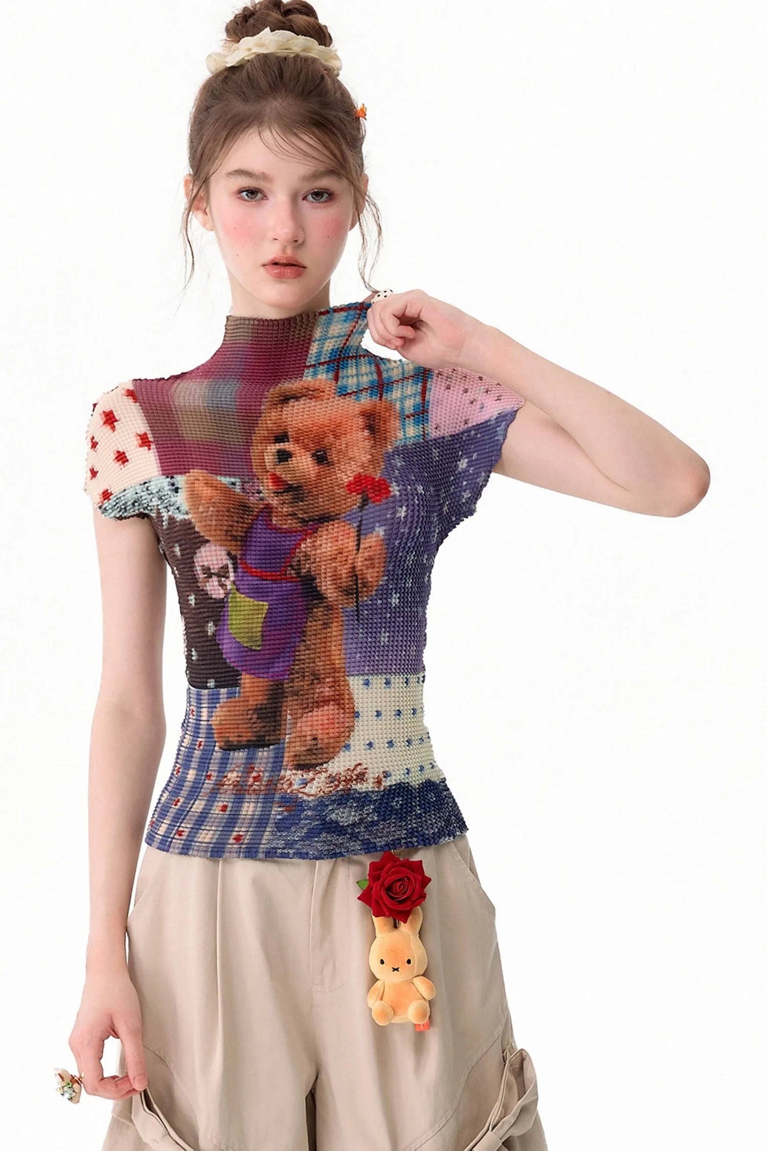 Bear Patchwork Knit Top