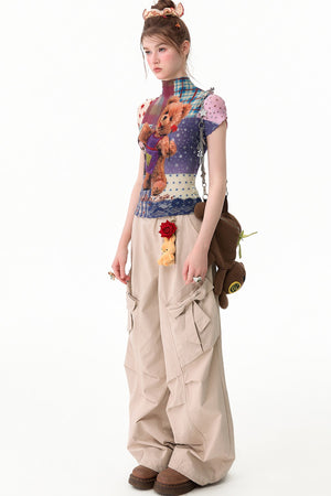 Bear Patchwork Knit Top