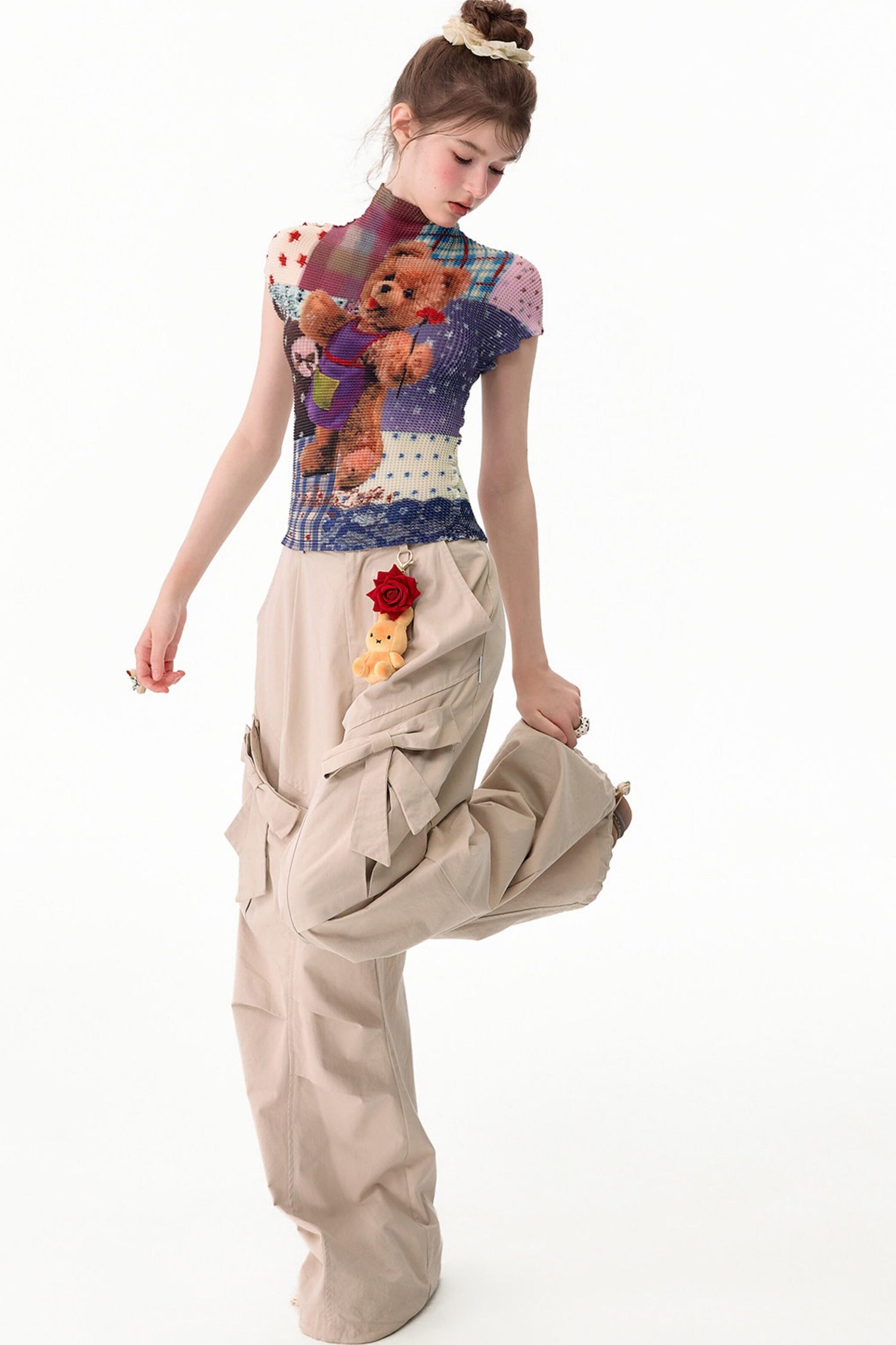 Bear Patchwork Knit Top