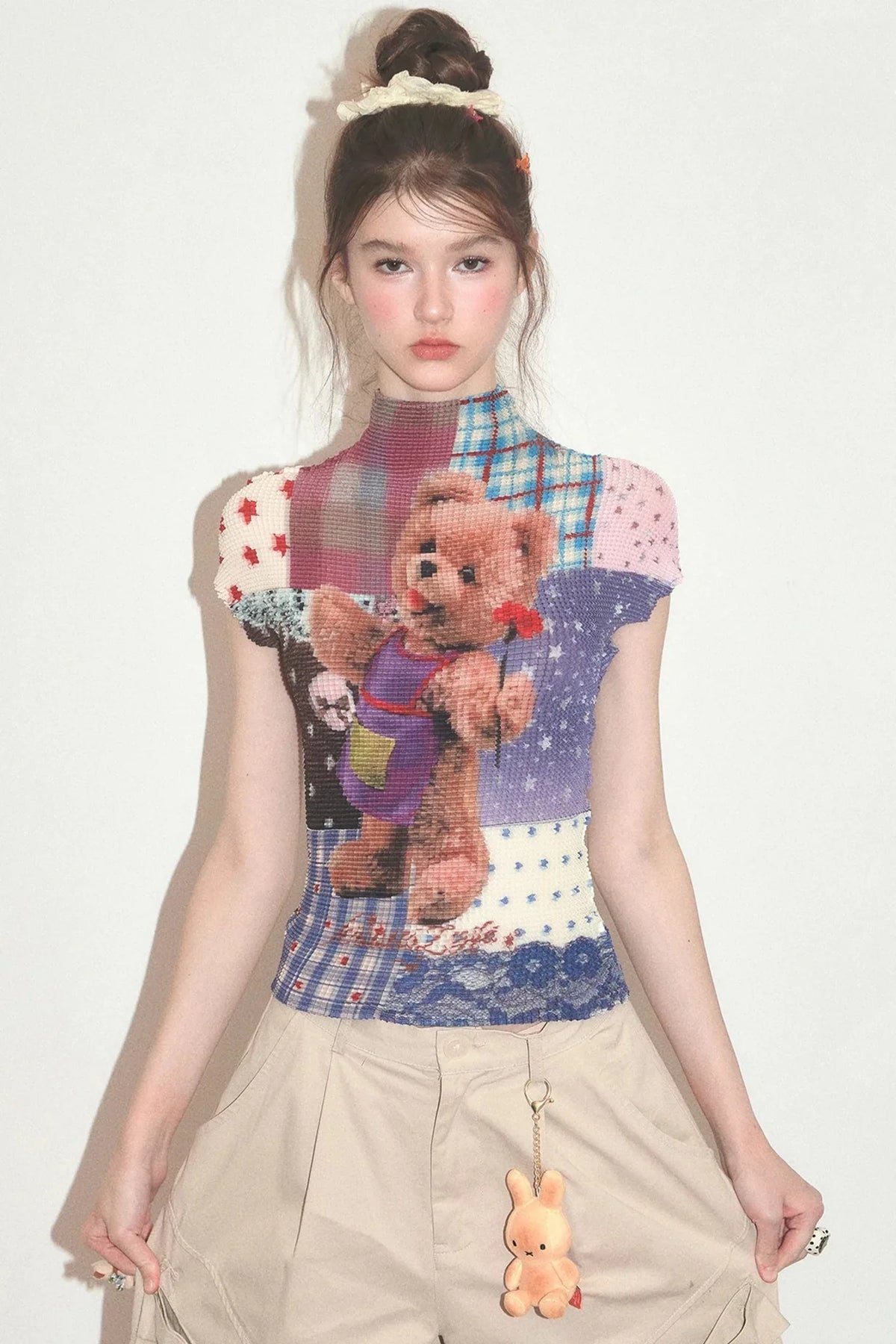 Bear Patchwork Knit Top