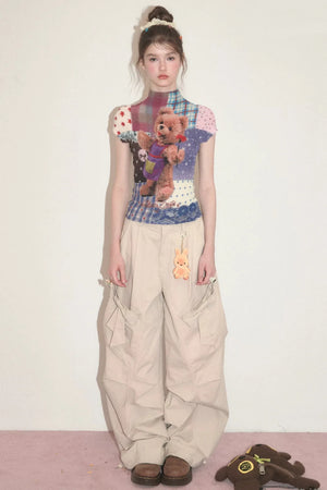 Bear Patchwork Knit Top