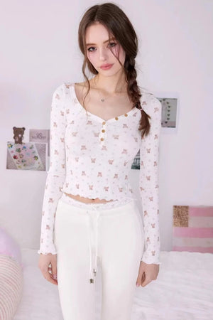 Bear Print Sweater Suspender Set-Up